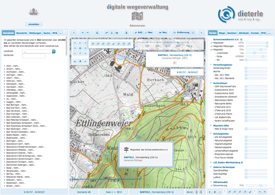 Digitale Wegeverwaltung, Startbildschirm