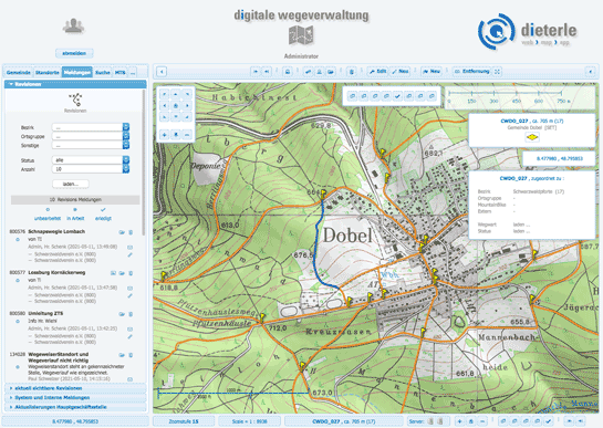 Digitale Wegeverwaltung, Revisions Übersicht