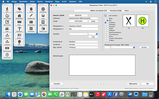 Digitale Wegeverwaltung, Eingabemaske Ziele