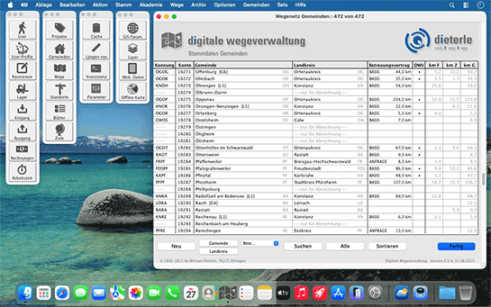 Digitale Wegeverwaltung, Listendarstellung Gemeindeverwaltung